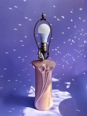 Rare Vintage 80s Dusty Pink Ceramic Calla Lily Postmodern Art Table Lamp